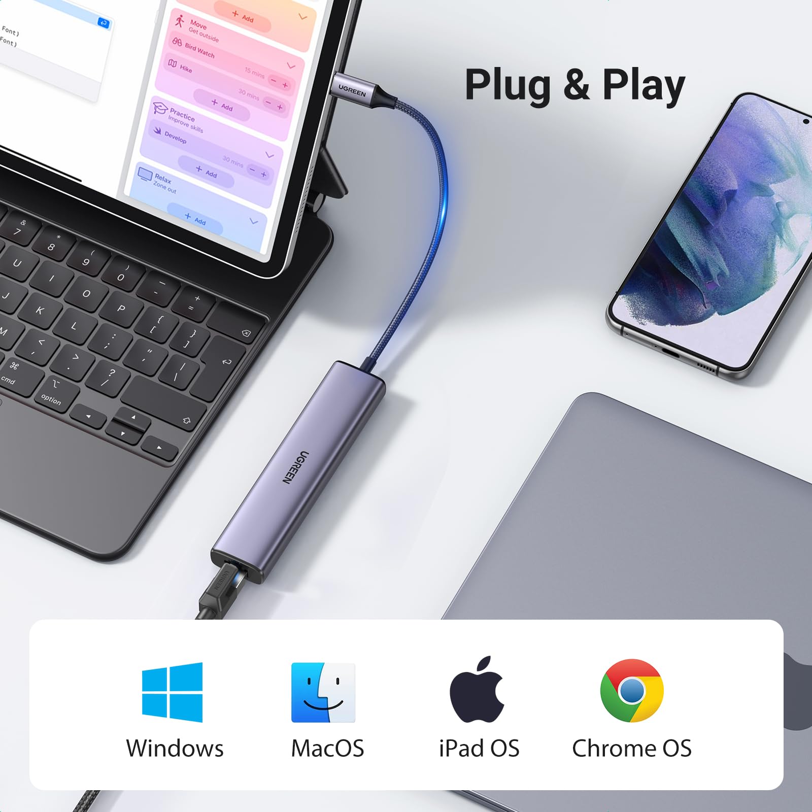 ugreen-hub-usb-c-ethernet-gigabit-4-in-1-con-3-porte-usb-a-usb-3-0-adattatore-la image 5
