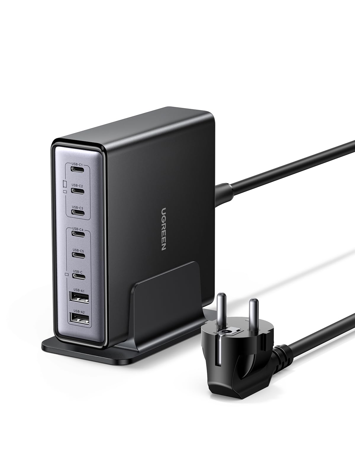 ugreen-zapix-200w-caricatore-usb-c-multiplo-8-porte-gan-100w-pd-3-1-con-base image 1