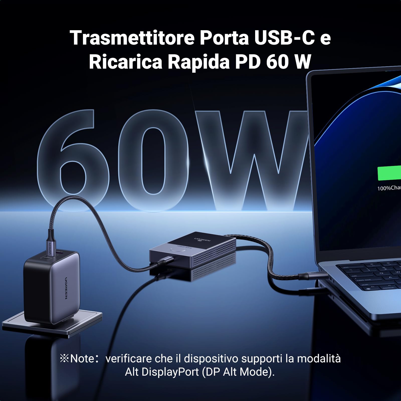 ugreen-trasmettitore-ricevitore-hdmi-wireless-usb-c-tx-hdmi-rx-1080p-50m-pd-60w image 3