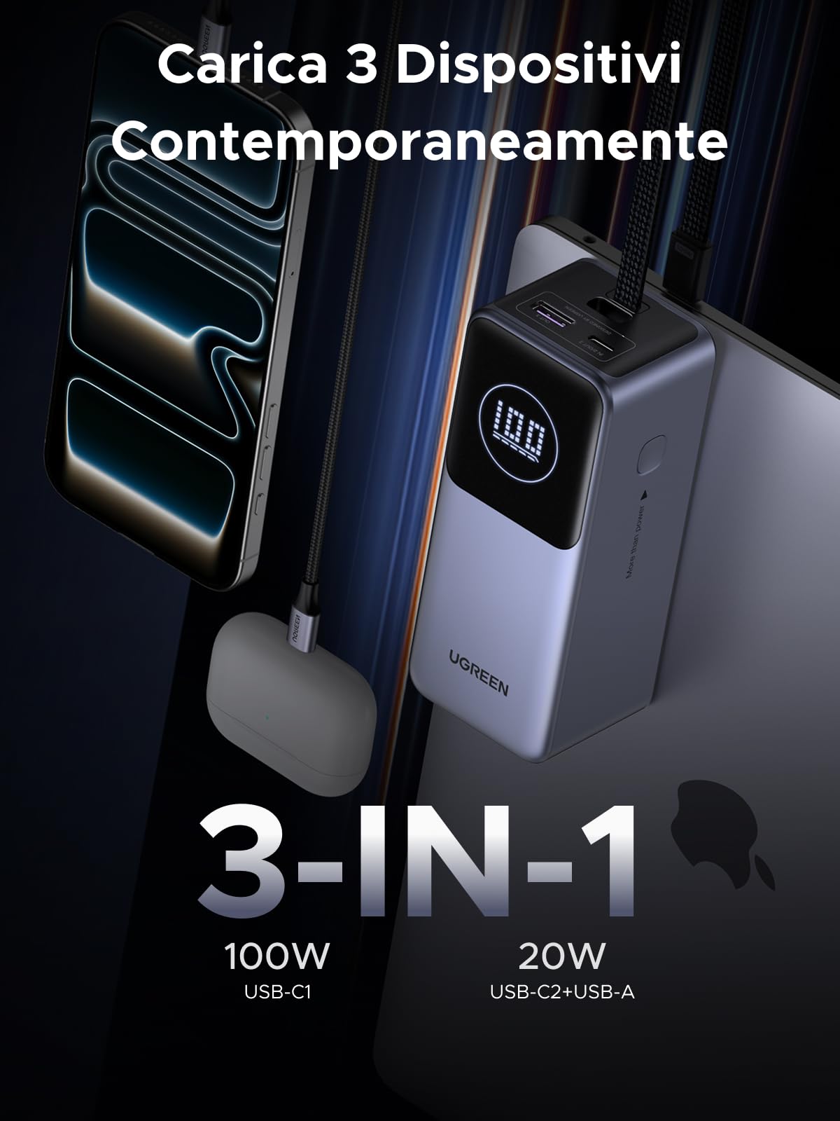 ugreen-nexode-pro-130w-power-bank-20000mah-pd-100w-con-cavo-usb-c-integrato-3-po image 4