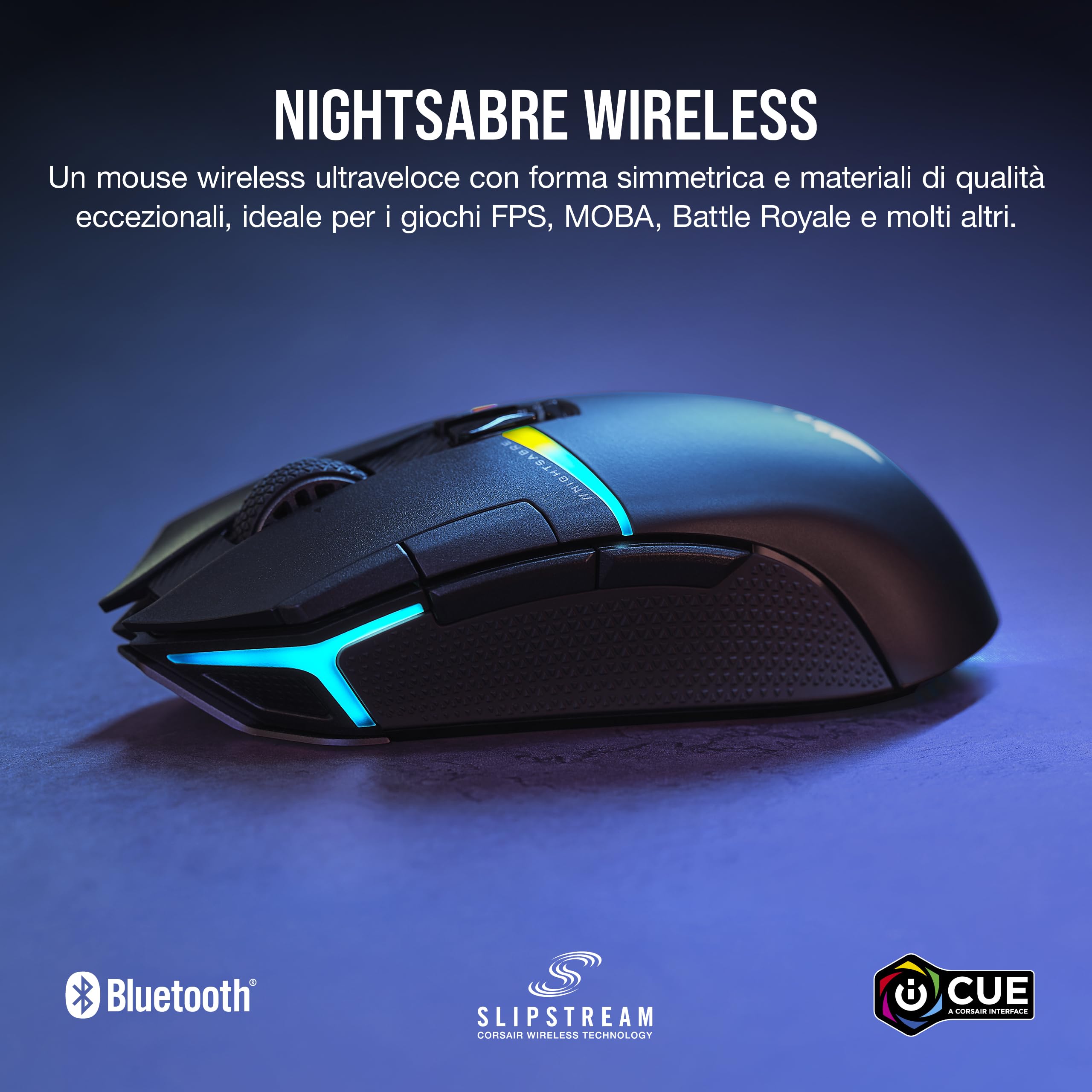 corsair-nightsabre-rgb-wireless-mouse-da-gioco-fps-moba-26000-dpi-nero image 2