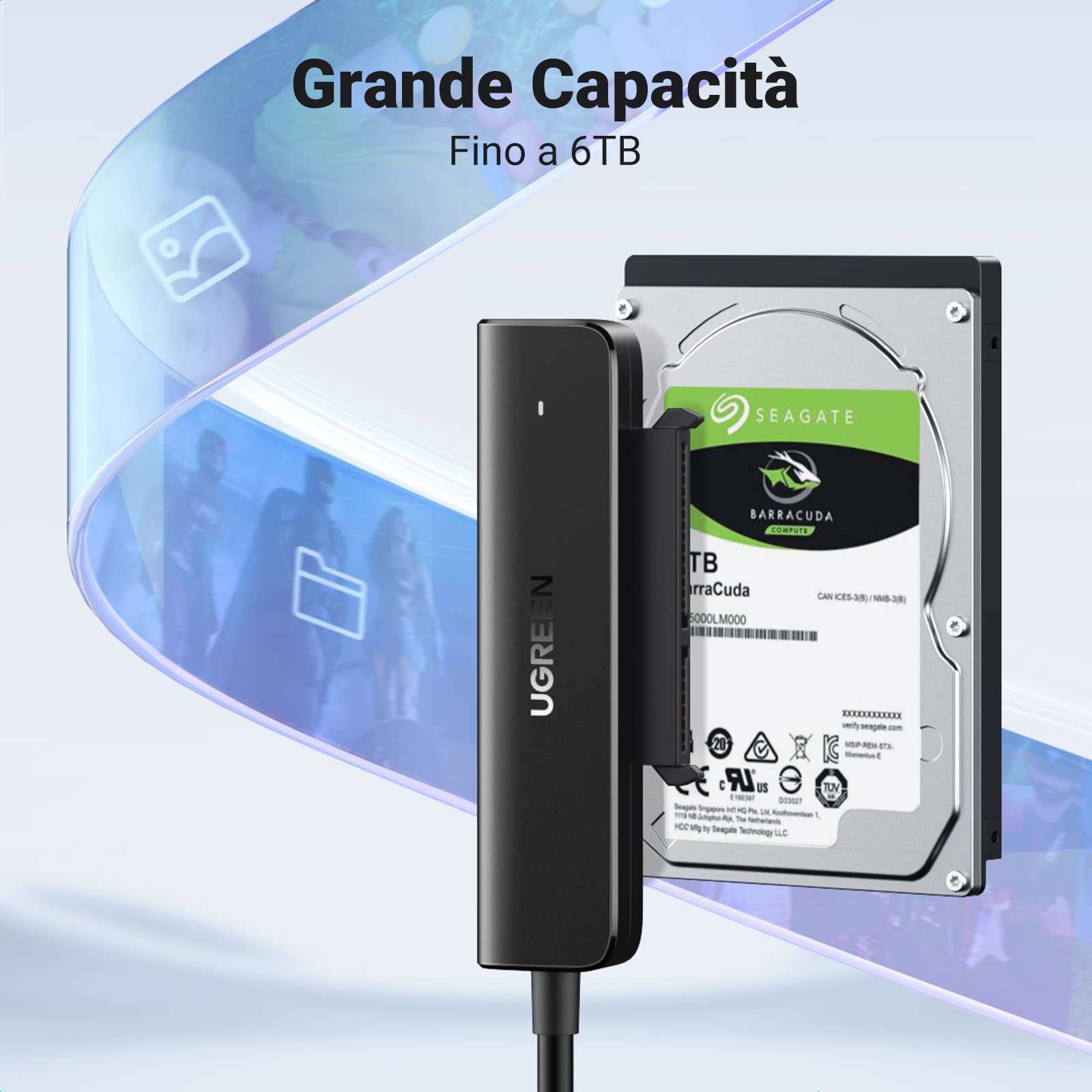 ugreen-adattatore-usb-c-a-sata-per-ssd-hdd-2-5-uasp-5gbps-6tb image 3