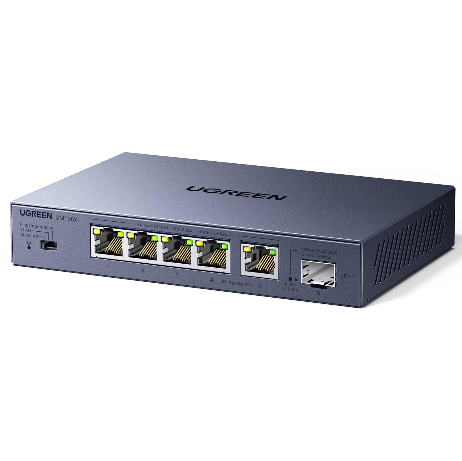 ugreen-switch-ethernet-6-porte-5x-2-5g-1x-10g-sfp-metallo image 1